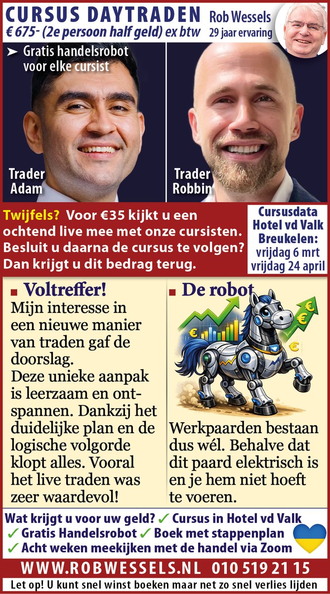 theRobWessels's tweet photo. #robwessels #daytraden #daytrading #cursusdaytrading #cursusdaytraden#cursus daytrading #cursus daytraden #aandelen #beurs #aex #dax #opties #beleggen #ayden #aegon #ahold #akzonobel #arcelormittal #asm #asml #asr #dsm #heineken #imcd  ing #kpn #nn #philips #prosus #randstad https://t.co/OYHuggr9rU