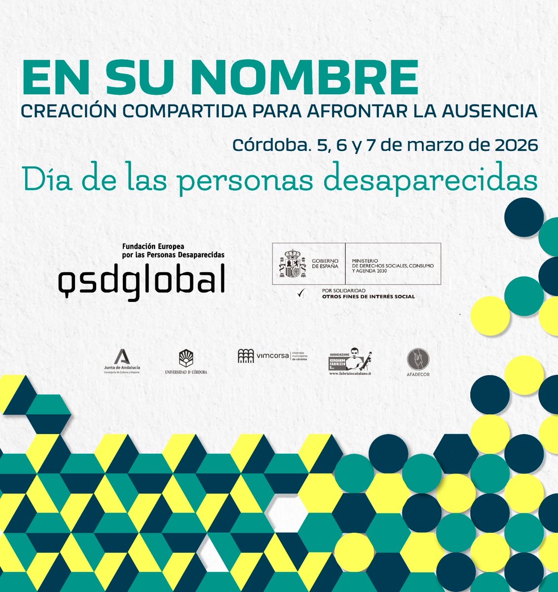 EN SU NOMBRE
creación compartida para afrontar la ausencia

En conmemoración del Día de las personas desaparecidas

Córdoba (España) 5,6 y 7 de marzo