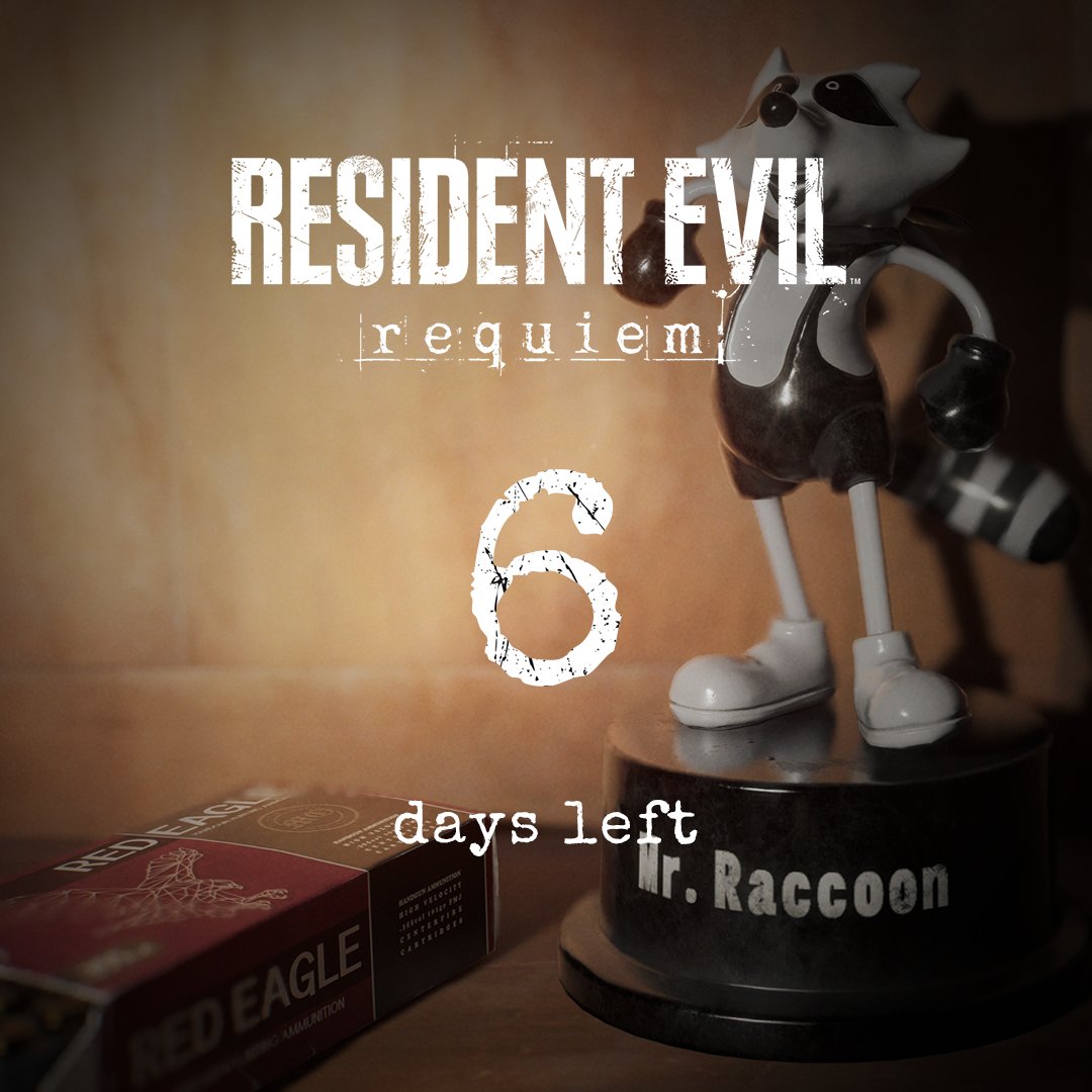6 days left until your reunion with Mr. Raccoon.

#ResidentEvilRequiem