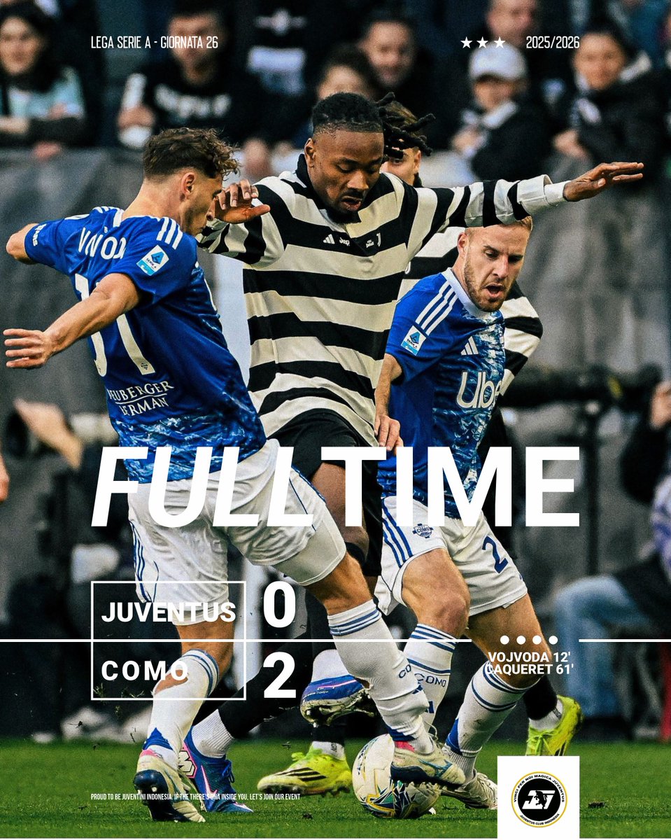 Kembali tumbang di kandang. 

Bermain tanpa kohesi, tanpa kordinasi, Juventus berakhir frustasi.

Como layak menang dengan permainan buruk Juventus malam ini.

#JuveComo