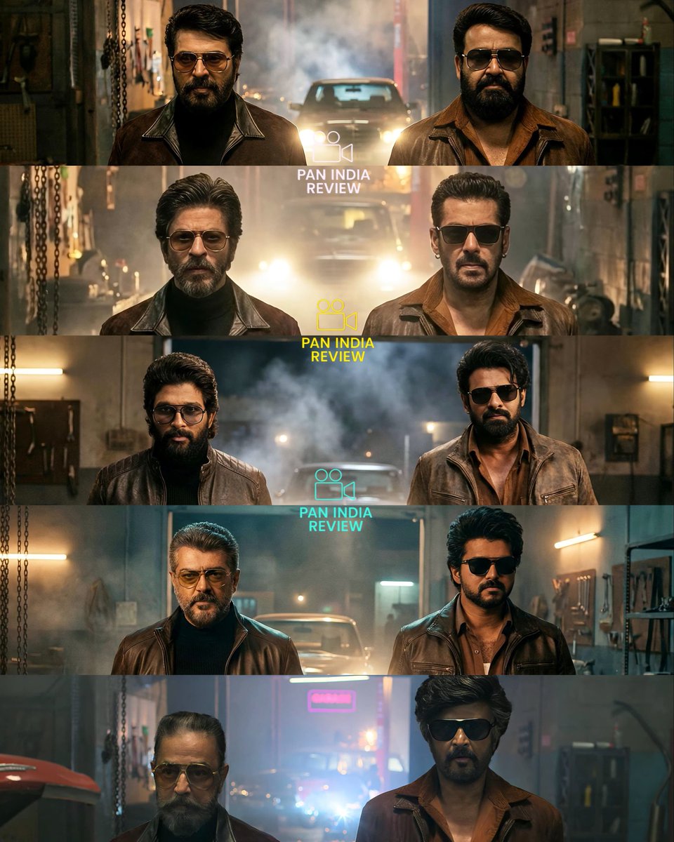 PanIndiaReview's tweet photo. PAST. PRESENT. FUTURE. THESE MEGASTARS DEFINE INDIAN CINEMA 🔥

BOLLYWOOD – KINGDOM OF KHANS 👑

For 30+ YEARS, Bollywood has revolved around TWO NAMES #ShahRukhKhan & #SalmanKhan.

From HISTORIC overseas records to EARTH-SHATTERING EID openings they defined what SUPERSTARDOM means.

When they release a film, it’s not a movie… it’s a NATIONAL EVENT.

GENERATIONS changed. TRENDS changed.
The KHANS still RULE. 🔥

TOLLYWOOD – PAN INDIA DOMINATION💥

Global expansion- MASS hysteria- INDUSTRY-SHIFTING openings?

That’s #Prabhas & #AlluArjun.

One delivered GLOBAL cinematic waves.
One redefined SWAG + PAN-INDIA RULE.

10+ YEARS of dominance and still PEAKING. Tollywood’s rise to the WORLD stage has their fingerprints all over it 🔥

KOLLYWOOD – THE ETERNAL TITANS 🌟

40+ YEARS. UNMATCHED LEGACY.

#Rajinikanth & #KamalHaasan aren’t just stars they’re INSTITUTIONS just like we saw today the Hysteria with #KHxRK 💥

STYLE vs VERSATILITY. 
MASS vs MASTERCLASS.

And carrying the MODERN ERA storm 
#ThalapathyVijay & #AjithKumar with MONSTROUS openings & FAN WARS that shake the internet.

In Tamil cinema, STARDOM is FOREVER 🔥

MOLLYWOOD – THE ACTING EMPERORS🎭

CLASS. CONSISTENCY. CULT STATUS.

For 40+ YEARS, #Mohanlal & #Mammootty have defined PURE CINEMA.

Blockbusters. Classics. Timeless performances.

While trends evolve, these TWO remain the FOUNDATION of Mollywood’s greatness.

LEGENDS don’t fade. They ELEVATE. 🔥

PAST ✅
PRESENT ✅
FUTURE LOADING… 🚀

These industries grew. Expanded. Went GLOBAL.
But their CORE? These MEGASTARS.

REAL DOMINATION. REAL LEGACY. 💥