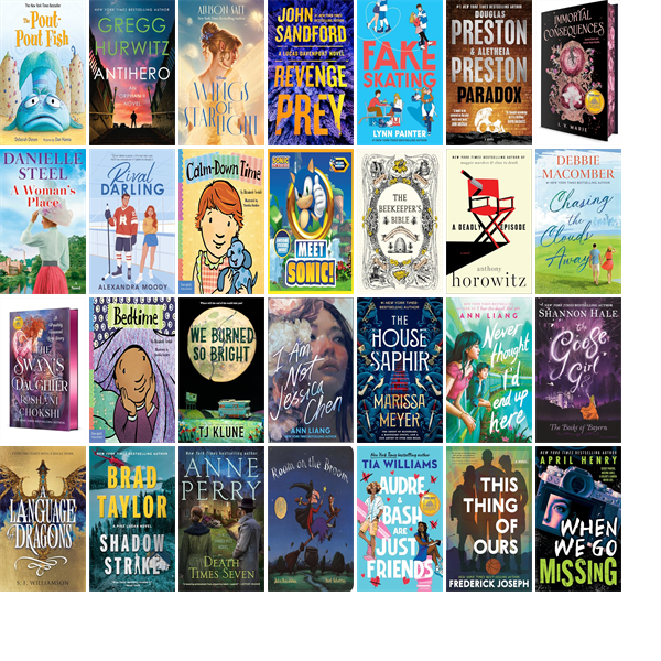HoodCoTXLibrary's tweet photo. This week the Hood County Library has 76 new books.  New items include The Pout-Pout Fish, Antihero, Wings of Starlight, Revenge Prey, Fake Skating, Paradox, Immortal Consequences, A Woman's Place, Rival Darling, Calm-Down Time, and The Beekeeper's Bible. https://t.co/SQcWSml64v https://t.co/wToJbuKkpB