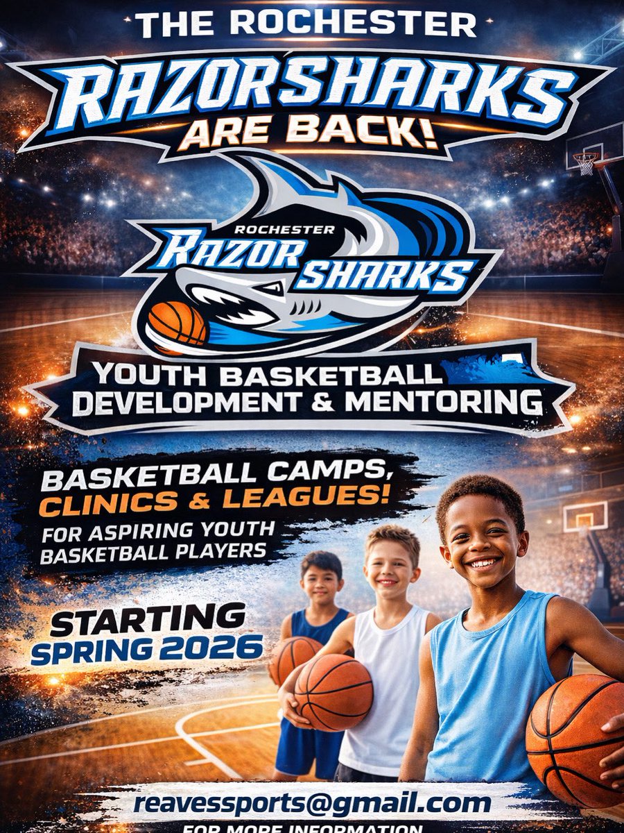 Rochester Razorsharks History 🦈🏀
We would like to honor and celebrate each one of these coaches who helped contribute to the Shark history.

🏀Rob Spon — 2015

🏀Chris Daleo — 2016 (early season)

🏀Clay Pittinaro — 2018 (interim)

🏀Troy Jackson — 2019

🏀Terry Nowden — 2020