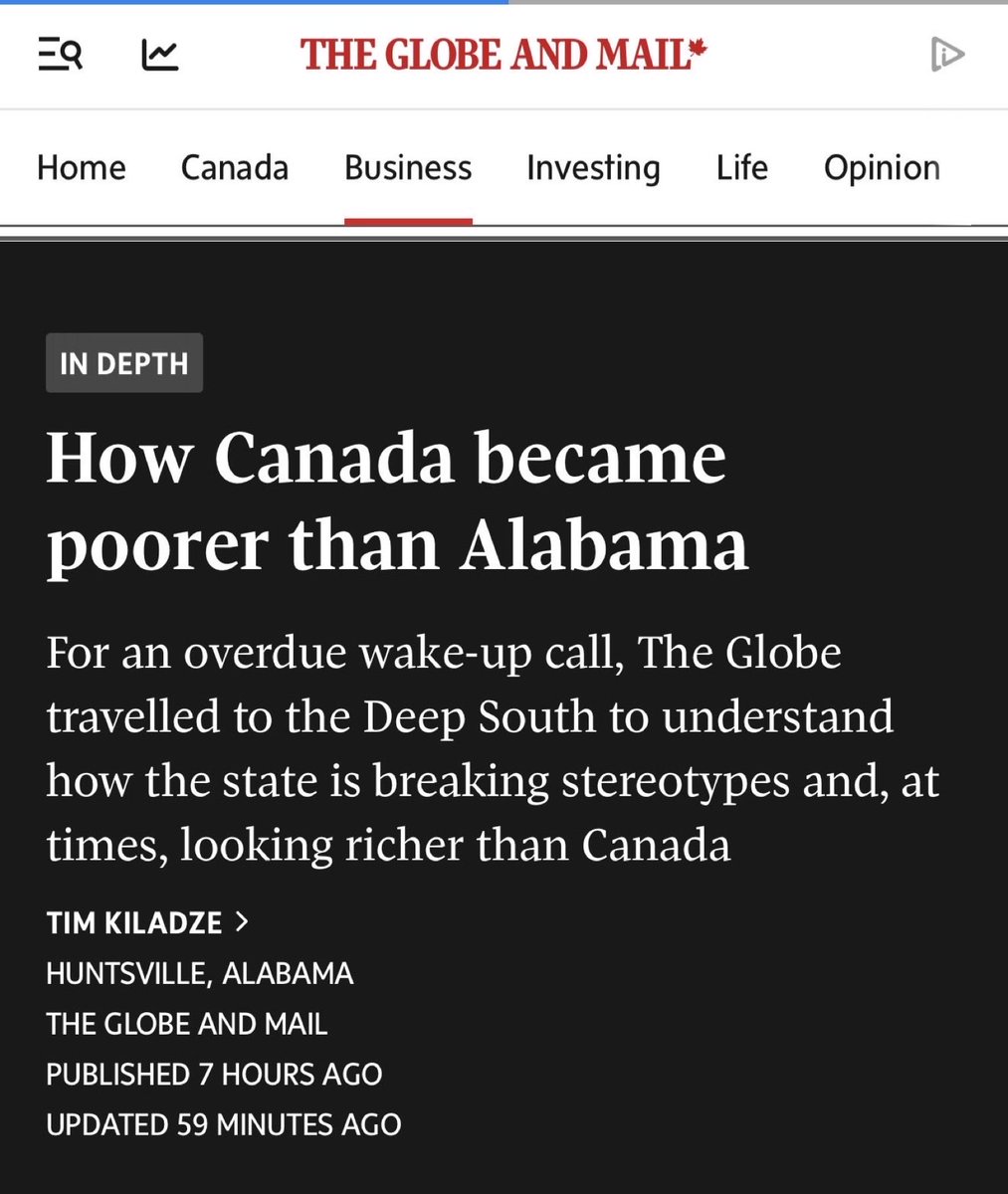 <a href="/JJ_McCullough/">J.J. McCullough</a> Are we really at the point where we are arguing whether Canada has a better or worse Standard of Living than the state with the lowest Standard of Living in the Nation?

10 years of devastatingly low expectations from our federal Liberal government will do that to our nation.