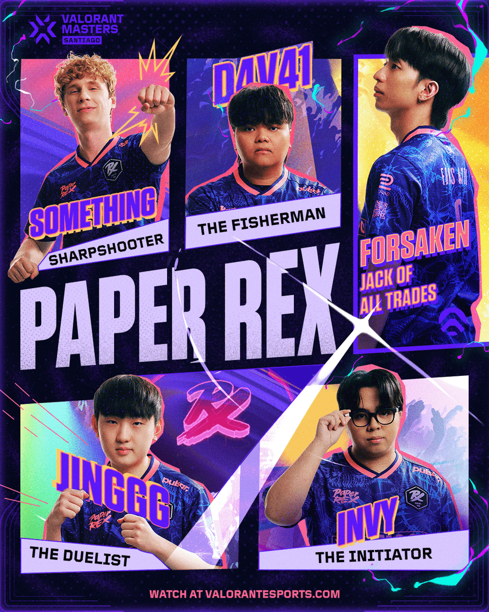 Looking for their second global trophy. 🏆

Presenting <a href="/pprxteam/">Paper Rex</a> ahead of their first #VALORANTMasters Santiago match!