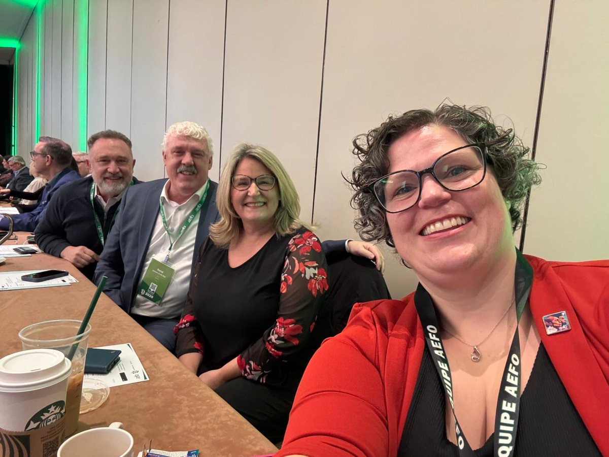 ETFOeducators's tweet photo. Shoulder-to-shoulder, education unions are proudly united to defend #onted public education and students in Ontario. To deepen our strategic fightback, the @ETFOpresident, along with @osstf and @OECTAProv, is attending the @AEFO_ON_CA Annual Assembly today. #onpolii https://t.co/cG6QQJRV0W