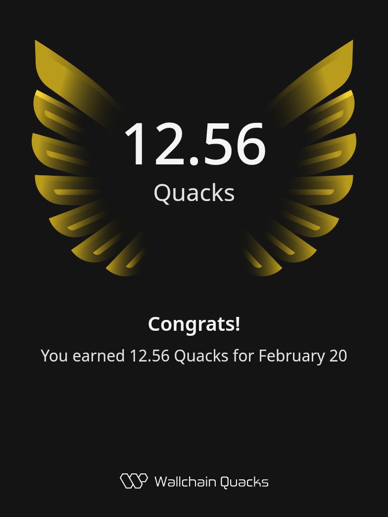 Good night, Friends 

I got 12.56 Quacks today

Wow, this is impossible without your support, Friends.

I am grateful to God.

I can't wait for what <a href="/wallchain/">Wallchain Quacks</a> is cooking.

If you want to join us to earn like this, tap the link below asap and setup your account 👇