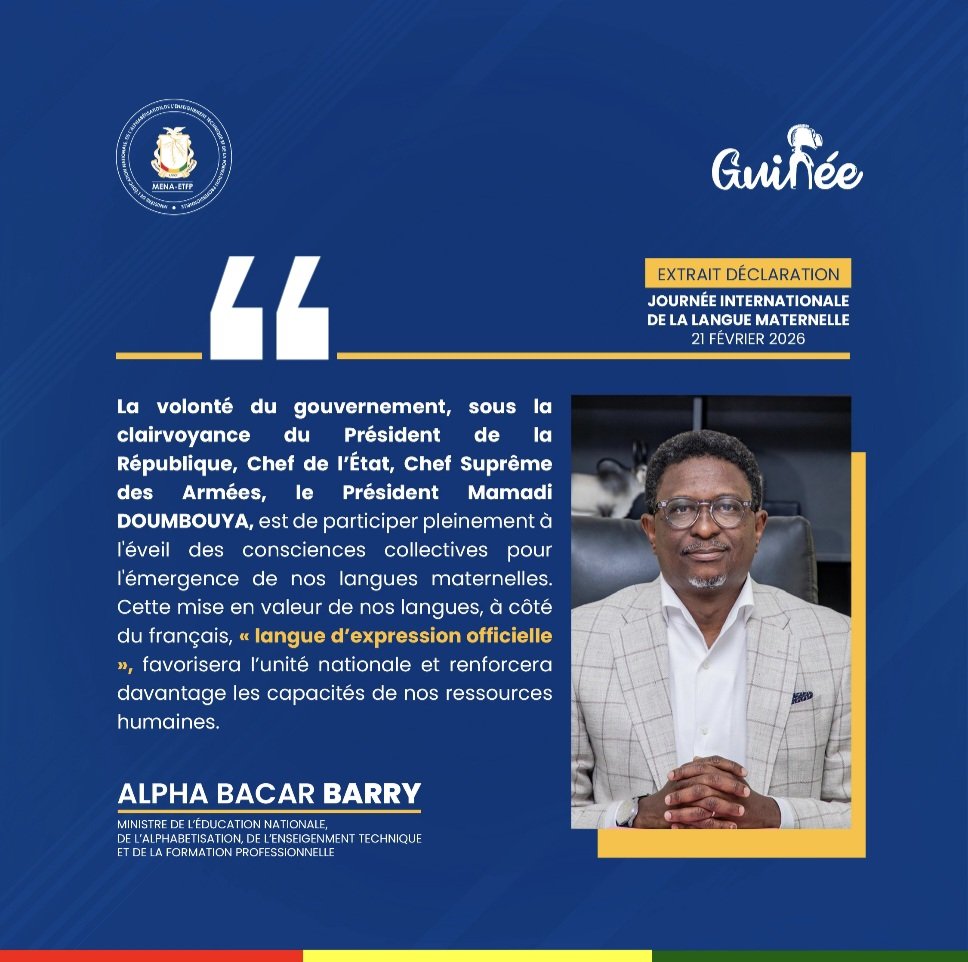 MENAETFP's tweet image. 🇬🇳 | Journée internationale de la langue maternelle – 21 février 2026

#JournéeInternationaleDeLaLangueMaternelle #LanguesMaternelles
#Multilinguisme #ÉducationMultilingue
#Jeunesse #DiversitéCulturelle
#PatrimoineLinguistique #Guinée