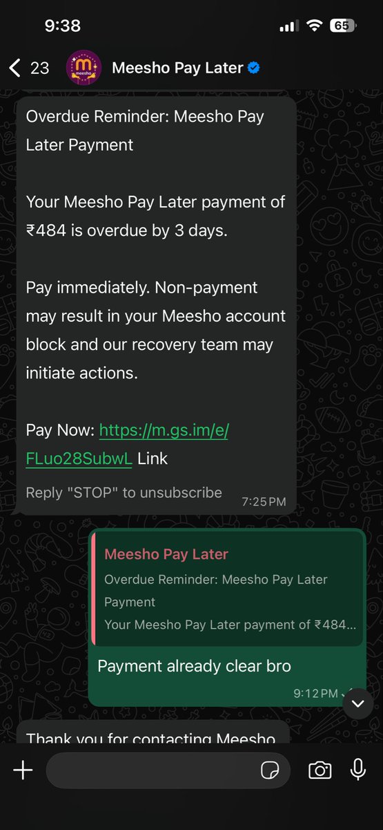 Mohdparvez04's tweet photo. @Meesho_Official @MeeshoCare
Paid ₹484 on 5 Feb (UTR:102395018407) but still showing overdue + charging late fees ₹39×3.
This is unfair &amp; harassment.
Please resolve immediately.
@RBI 
#MeeshoPayLater #ConsumerRights https://t.co/yIBR04gF06