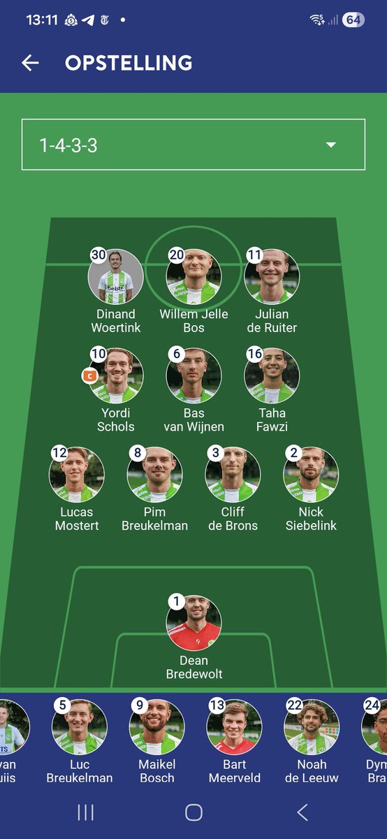 De opstelling voor vandaag.