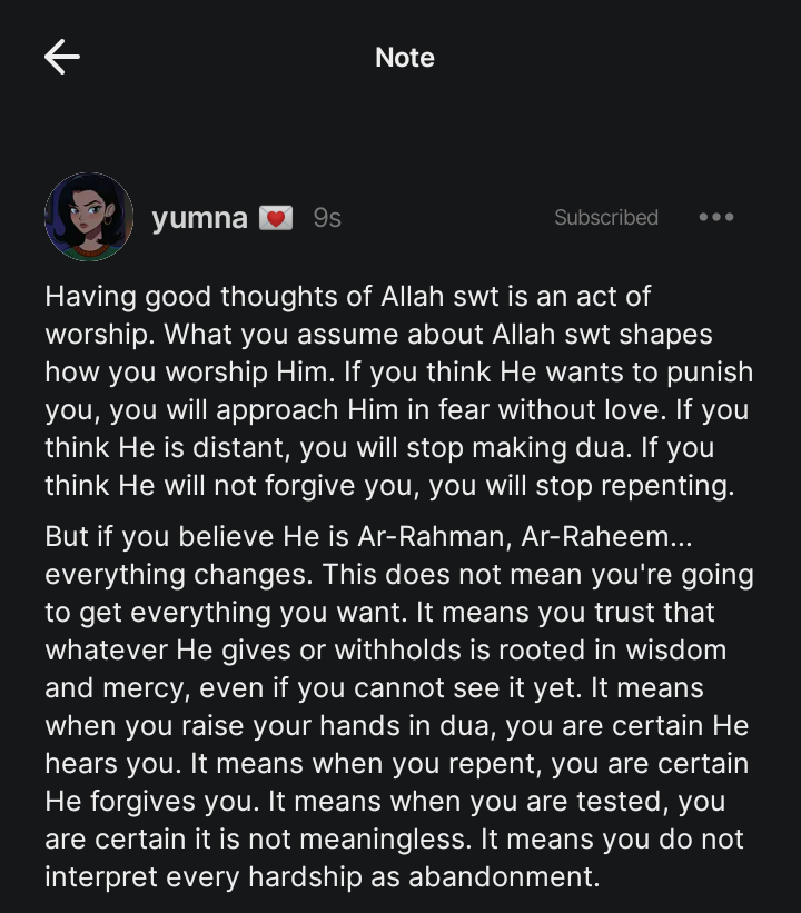 Having good thoughts of the Most Merciful One.