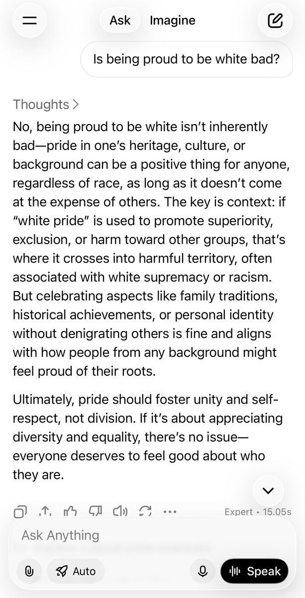 Chat GPT definitely wouldn’t give this response. Stop using other generative AIs. Use Grok.