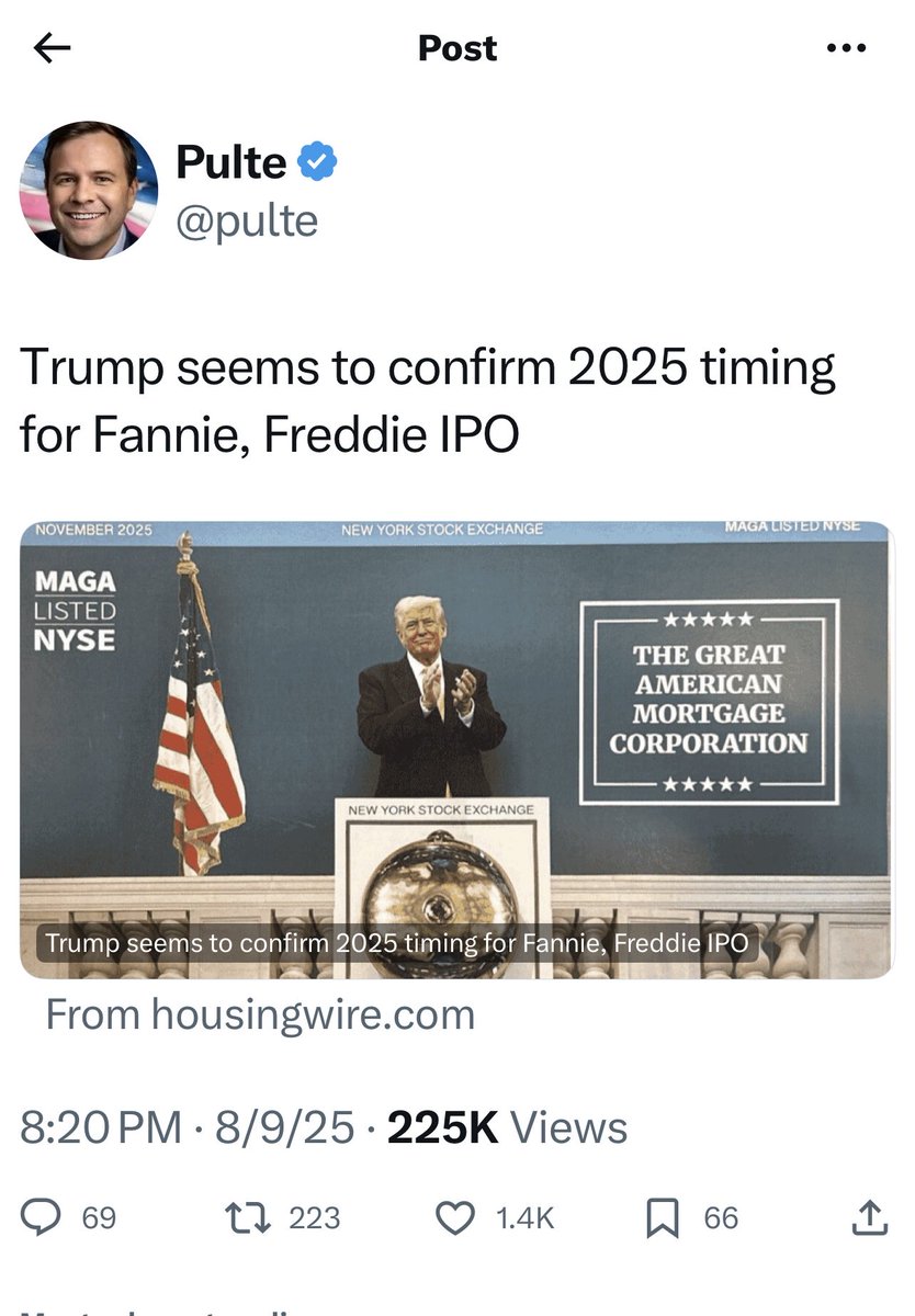 <a href="/pulte/">Pulte</a> What about this gov $fnma $fmcc fraud ?