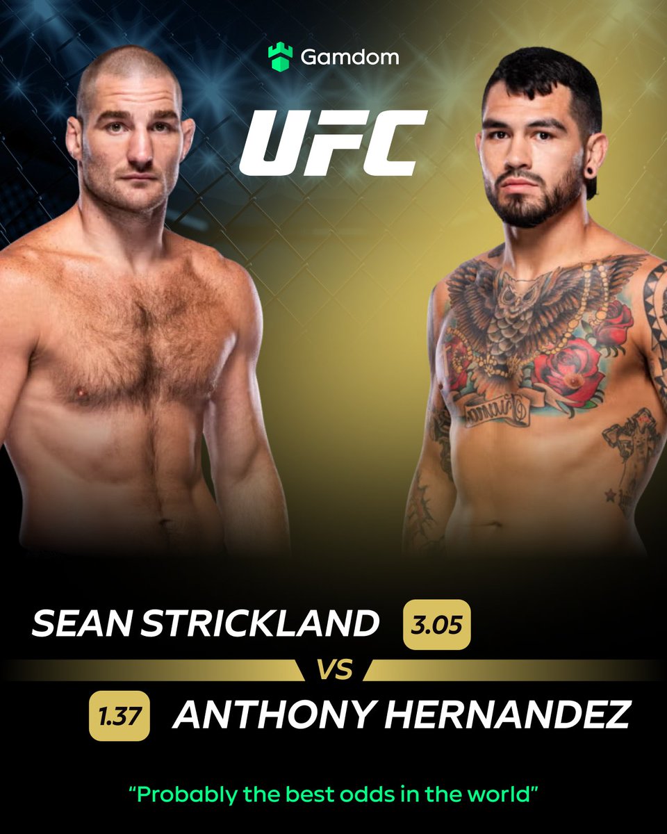 #UFCHouston Main event is here! 🔥 

After a wild press‑conference, Strickland steps into the octagon. Hernandez enters as the favorite and has promised to make it ugly.

There’s real bad blood in this matchup. 🥊

🔗gamdom.com/sports/matches…