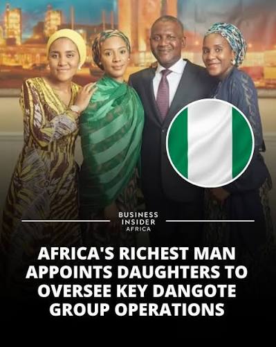 houn_togo_hen's tweet photo. Scoop février 2026 : Mr Aliko #Dangote,le n°1 africain, nomme ses 3 filles à des postes clés au Groupe, un Plan de succession pour un empire à 100 Mds$ d'ici 2030. L'avenir du géant #nigérian se féminise.
#Twittos
#Doingbusiness
#Africa https://t.co/eaXKj40sKX