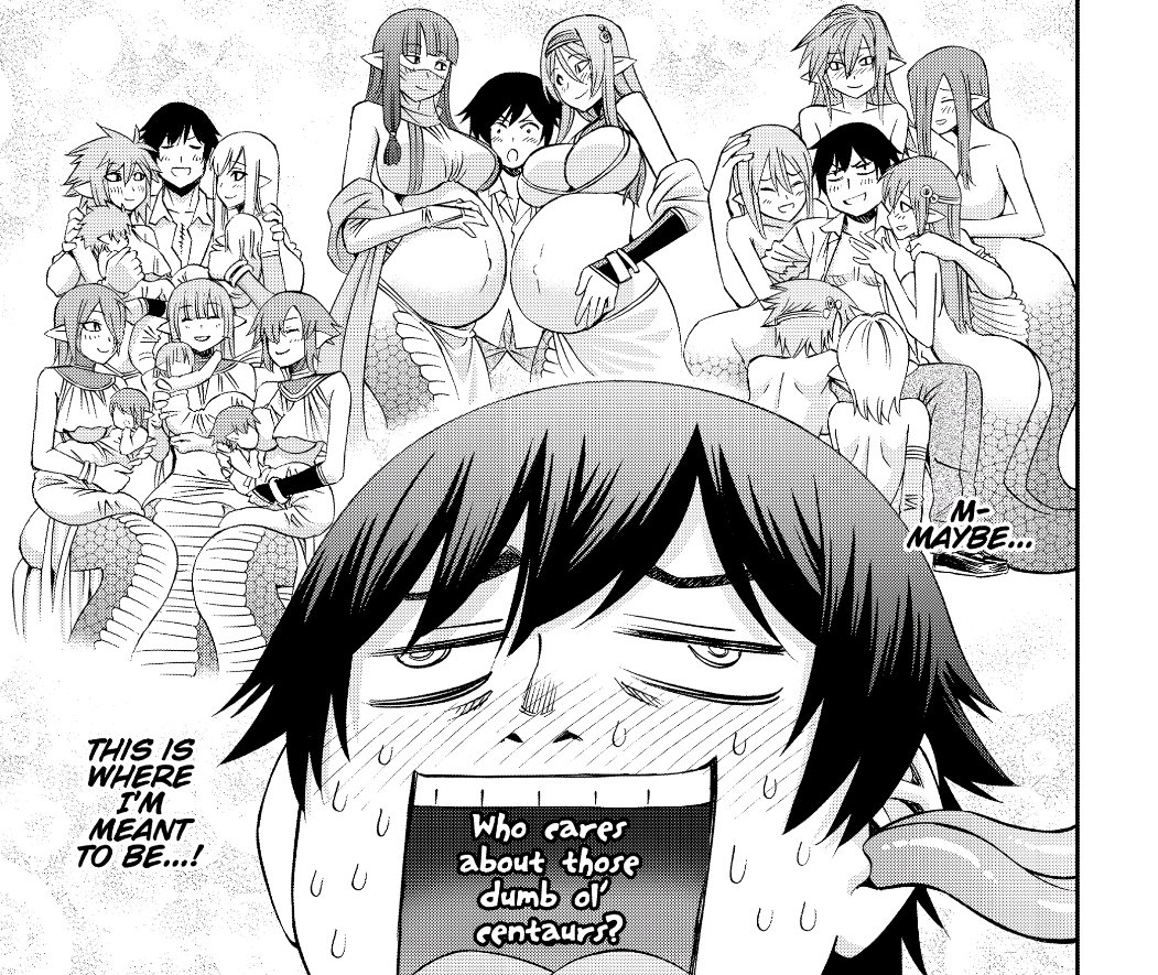 MamonoGang's tweet photo. Rare depiction of pregnant lamia... This screencap would be better if our MCs big dumb face wasn't in the way. But then again if I was in his position I'd probably be making some stupid face too. https://t.co/d3OQWkvs0a