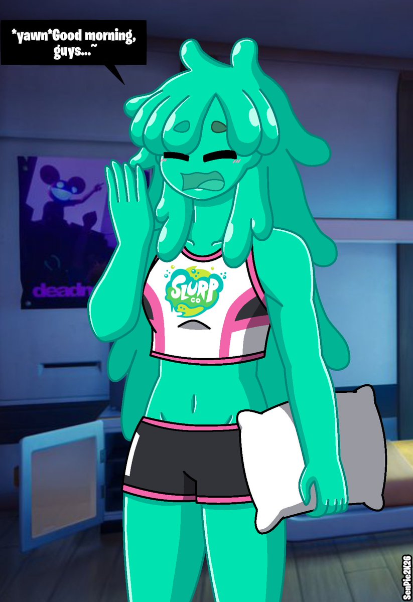 Jellybean wakes up with long messy goopy hair 💚
.
Ella Slurp from Fortnite
#myart #fanart #fortnite #ellaslurp