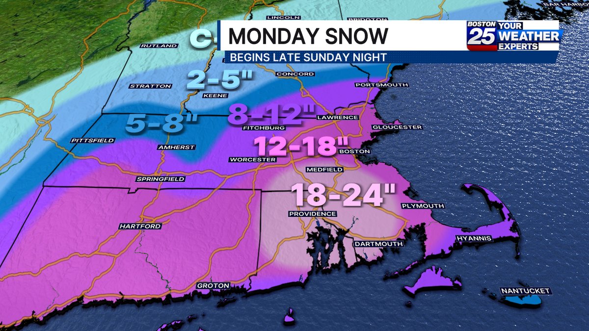 A winter storm watch has been issued for all of Massachusetts ahead a nor’easter that's set to hit late Sunday into Monday.

boston25news.com/news/local/win…