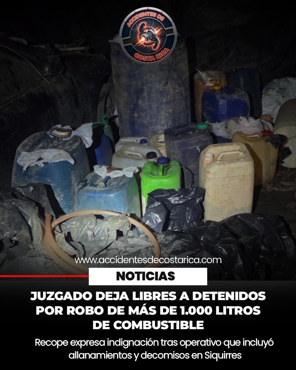 Indignación en Recope: Juzgado de Siquirres deja en libertad a dos detenidos por robo de más de 1.000 litros de combustible. - SomosACRnet

👉👉accidentesdecostarica.net/indignacion-en…