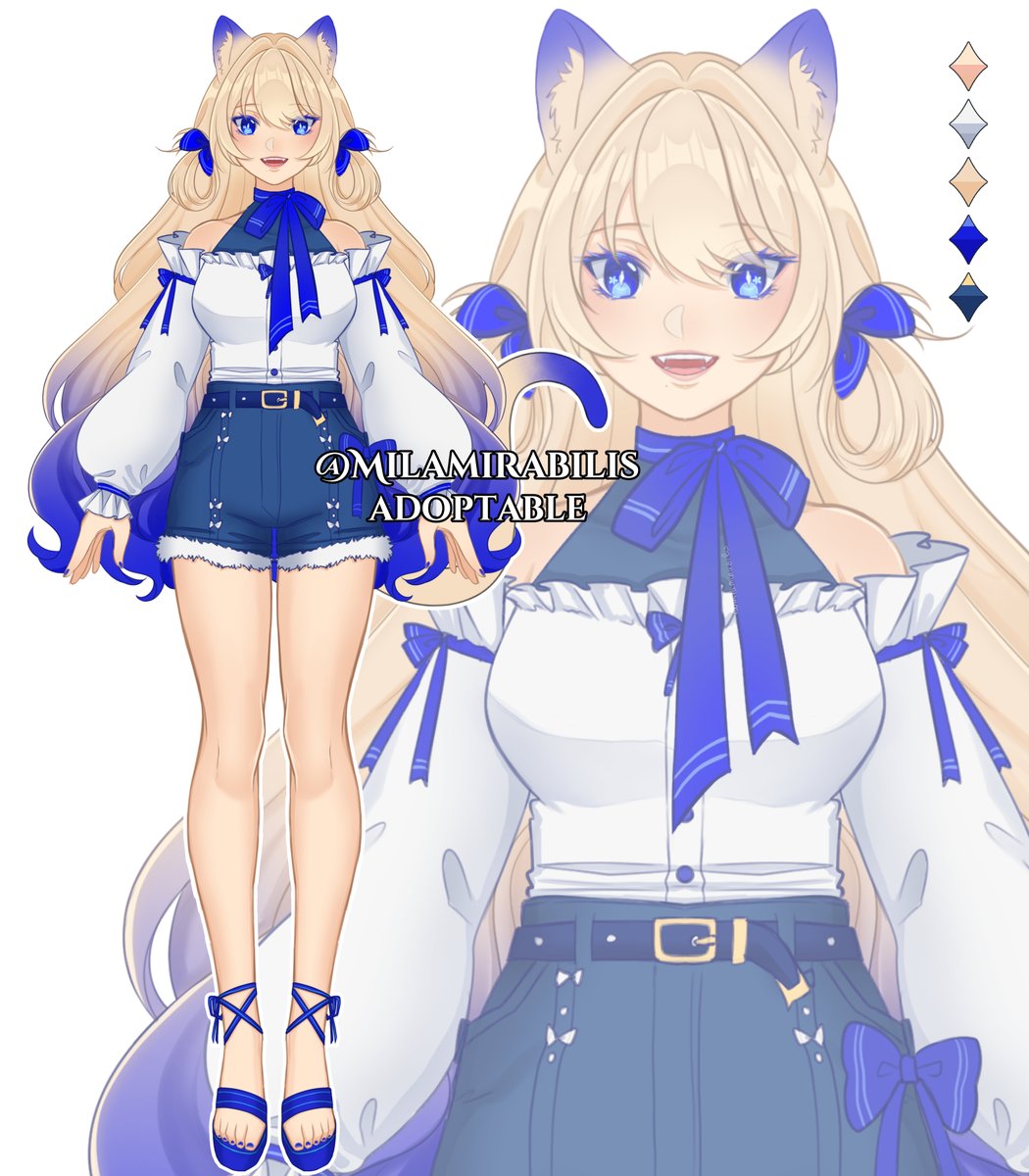 milamirabilis's tweet photo. ✧ADOPTABLE✧ Open auction: Blue Cat girl

SB: 50 €
min: 10 €
AB: 200 € (+commercial use  included) 

🔁are appreciated 

Payment: Ko-fi or paypal

#adoptables #catgirl #kemonomimi #adopt #digitalart #characterforsale https://t.co/tse2bCeUJq