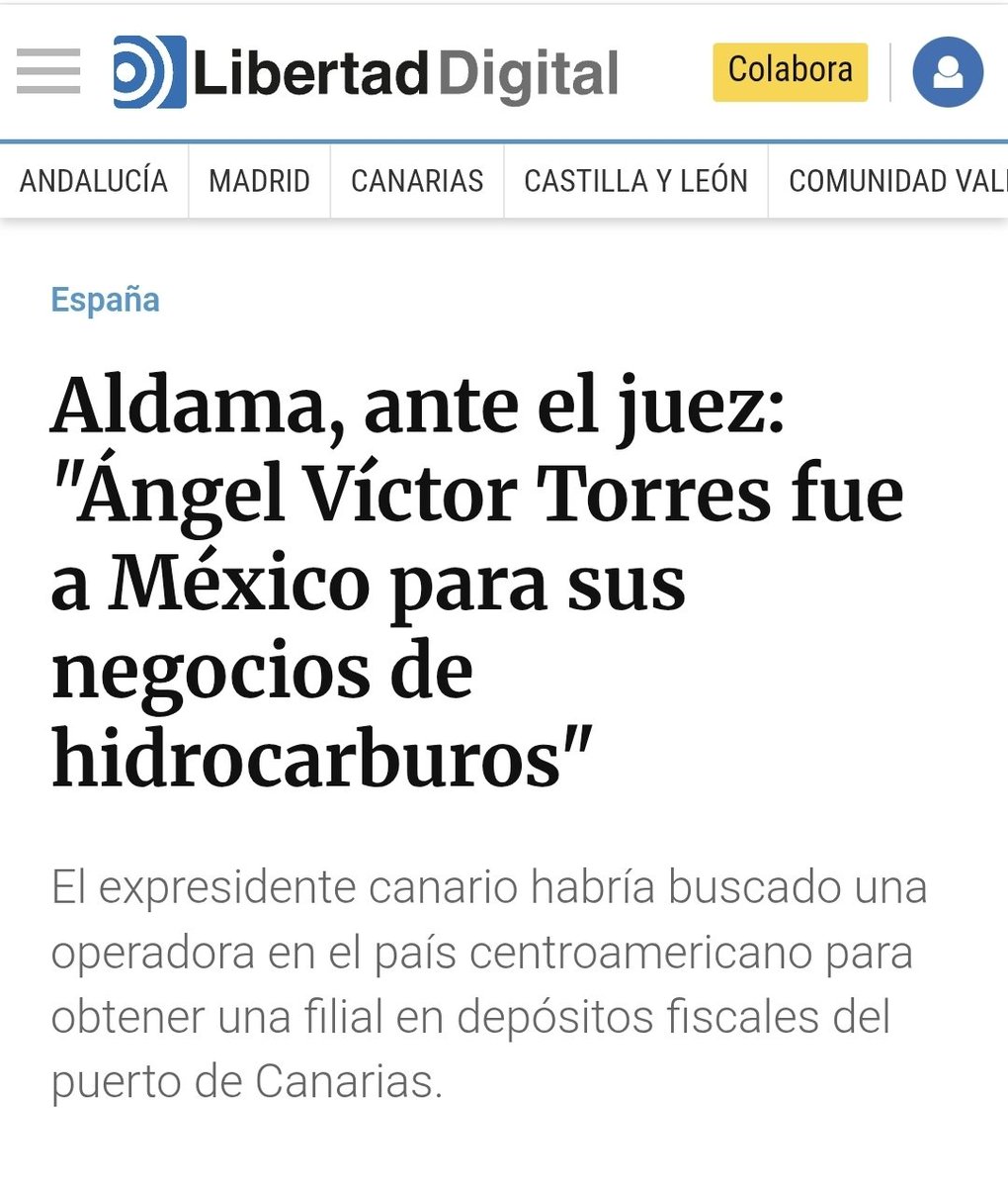 CASO HIDROCARBUROS 

📢 CANTARON  VICTOR ÁNGEL TORRES

💣💣 Aldama, ante el juez: "Ángel Víctor Torres fue a México para sus negocios de hidrocarburos".

 libertaddigital.com/espana/2026-02…