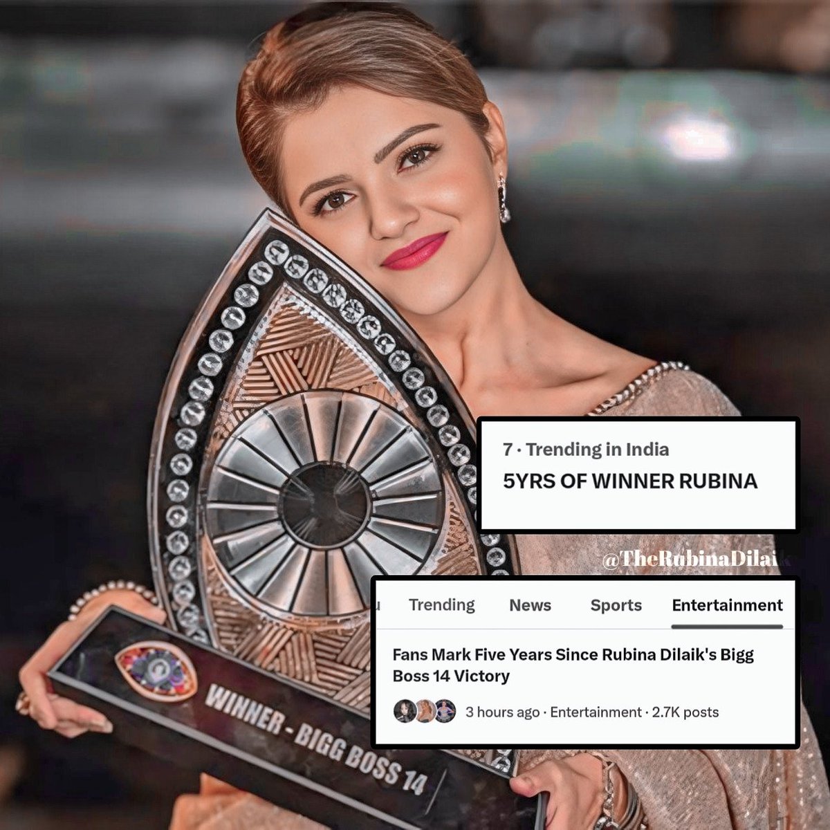 5 years passed, but her craze remains unmatched 🤌🏻❤️ that's what she has earned. Truly People's Favourite 🫶🏻

5YRS OF WINNER RUBINA

||#RubinaDilaik • #Rubiholics • #BB14||