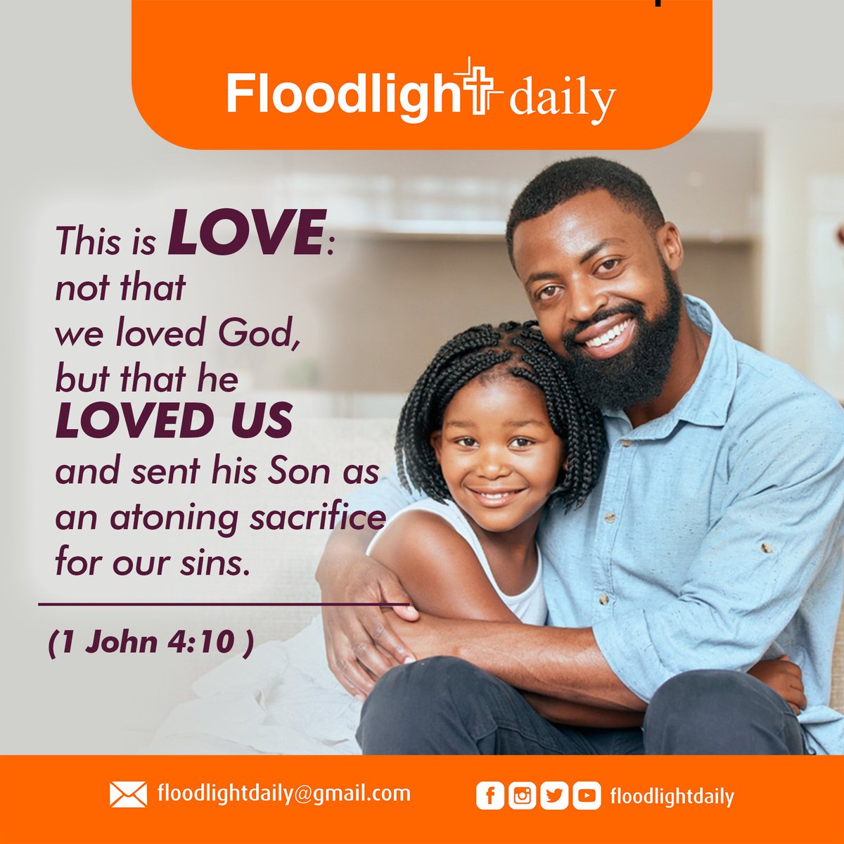 DailyFloodlight's tweet photo. Growing up there was a popular song that said " if you know you love somebody, you've got to let them know about it'. God has expressed his love for us by sending his son to die for us. The way to reciprocate this is to accept his gift of salvation.
@Marmah_Ish 
@AfroBloggers https://t.co/DT1sgtq2fl