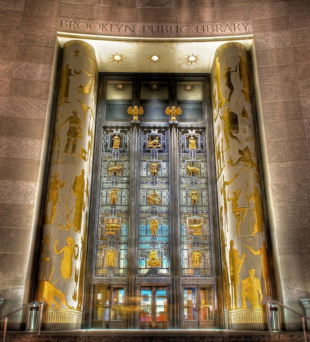 Entrance to the Brooklyn Public Library, New York.