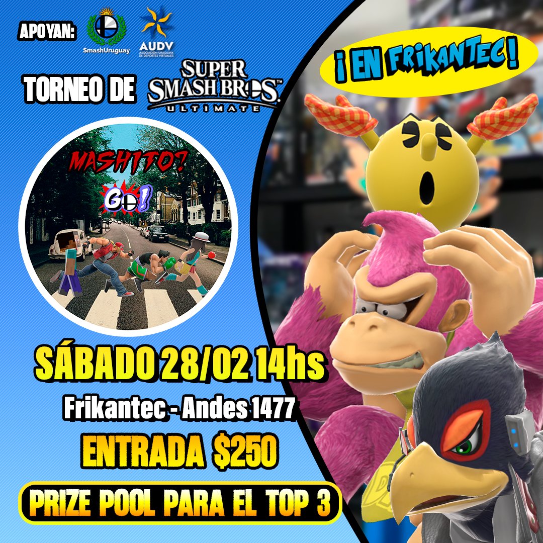 SmashUruguay's tweet photo. ¡VOLVEMOS CON TODO! 👏

Abrimos nuestras puertas, gracias a @frikantec y al apoyo de @AUDVesports , con el primer torneo del año: Mashito? GO!

🧵 https://t.co/SR8qC5TU7b