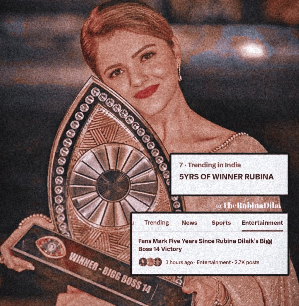 5 years passed, still one of the bestest winner of all time each and every category.. 
The way she played and rule the intire bigg boss 14 is 😍something else.
 
The og❤ Rubina dilaik  
<a href="/RubiDilaik/">Rubina Dilaik</a>
5YRS OF WINNER RUBINA

||#RubinaDilaik • #Rubiholics • #BB14||