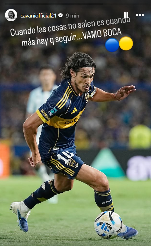 la12tuittera's tweet photo. ✍️El MENSAJE de EDINSON CAVANI tras recibir los silbidos anoche en #LaBombonera:

“Cuando las cosas no salen, es cuando más hay q seguir... VAMO BOCA 
🔵🟡" https://t.co/yJi2s93mUN