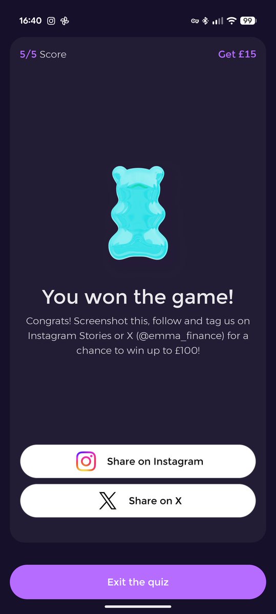 mikemcg92's tweet photo. Just aced the @emma_finance quiz with a perfect 5/5 score! 🎉 Think you can beat me? #EmmaQuiz https://t.co/3Mh81es8aS