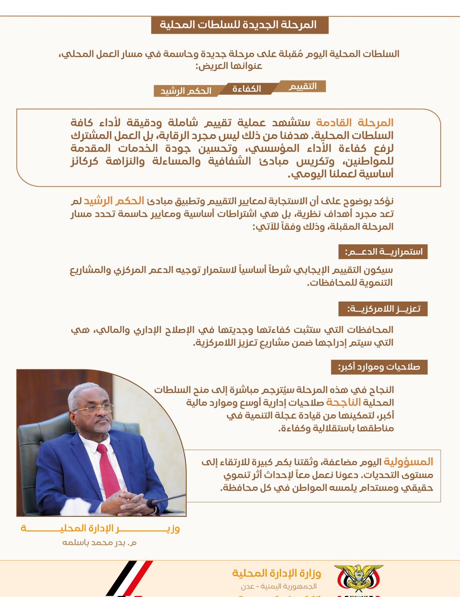 وزير الإدارة المحلية - بدر محمد باسلمه tweet media