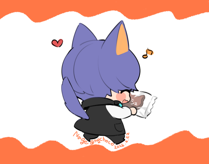 「これは好きなお菓子をもらえた時のさんにゃん」|なげ（Nage）のイラスト