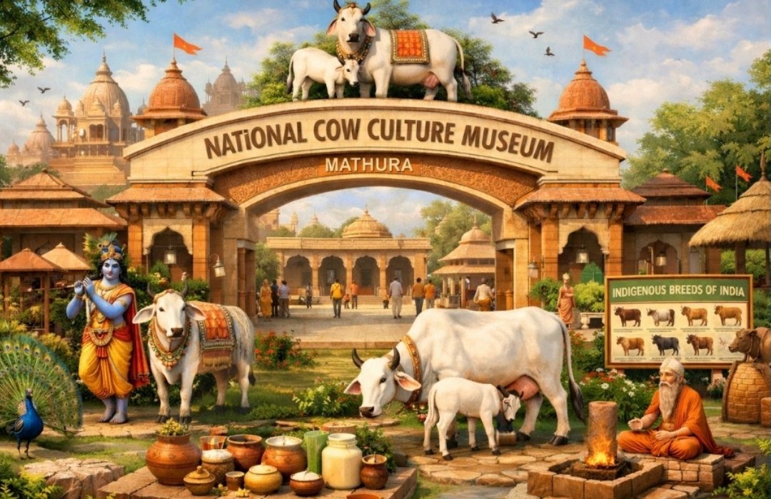 MayoorBhartiya's tweet image. RT @MeghUpdates: 🚨 BIG! India’s first National Cow Culture Museum will be established in Mathura ❤️