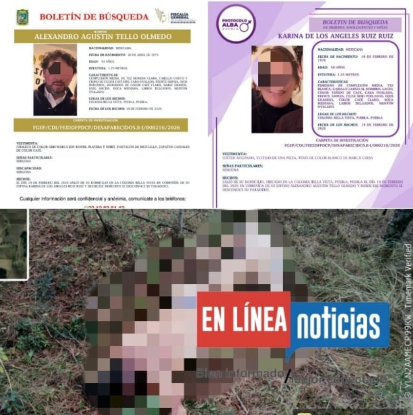 🚨😡 #TERRIBLE
María de los Ángeles N y Alexandro Agustín N habrían sido torturados y asesinados con extrema violencia en Tlaxcala. 

Sus cuerpos fueron abandonados semidesnudos en La Rinconada, Chignahuapan, en los límites con Zacatlán. 

El caso genera indignación y exige
