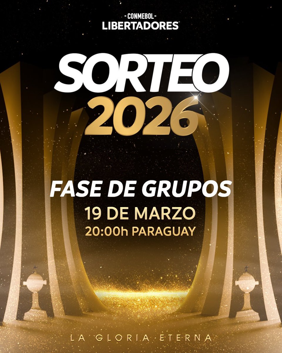 El sorteo de la COPA LIBERTADORES en su fase de grupos será el jueves 19 de marzo a las 20 hs.