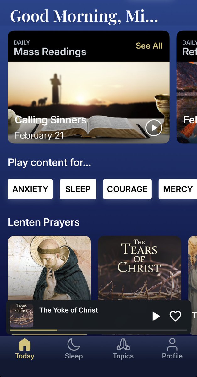 I highly recommend the Amen app which is free. Personally I have donated but that is optional 

The Tears of Christ for Lent is outstanding as is everything else.