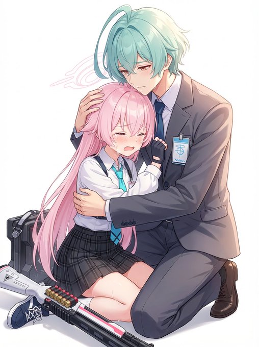 #もしもブルアカのユメ先輩が男だったら
「ユメ先輩どこにいたんですか! 生きていたんですね!」
「俺にもわからないが、いつの間にか先生になっててな。しかしお前髪の毛伸ばしたんだなぁ。俺が長い髪が好きとか言ったせいか?」
 私は泣いた。もう二度と離すものか。 