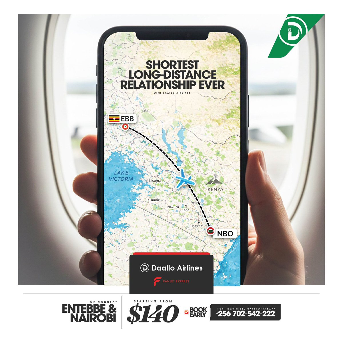 Closer than it sounds ✈️
Comfort that travels well.

From $140
📞 0702542222

#FlyDaallo #DaalloAirlinesUG #FanjetExpress