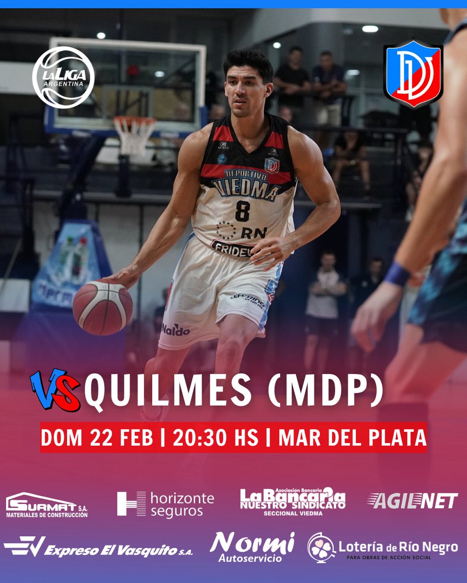 DepoViedmaOK's tweet image. #LaLigaArgentina 🏀 ¡MAÑANA J𝘂𝗲𝗴𝗮 𝗩𝗶𝗲𝗱𝗺𝗮! 💪

🏀 #LaLigaArgentina - Fecha 25
🗓️ Domingo 22 de febrero
⏰ 20:30 hs
🆚 Quilmes de Mar del Plata
🏟️ José Martínez - Mar del Plata
⏯️ Vivo por #Basquetpass
📊 App de la CABB

¡Dale Viedma! 🖤💙❤️