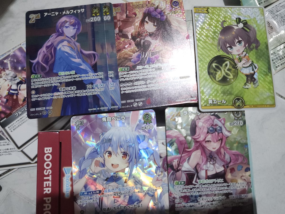 拜年後第一抽~
Anya MelfissaSR*2 
ロボ子さん UR
夏色 まつり SY
兎田ぺこら SR
Raora Panthera SR
算好，大概35包