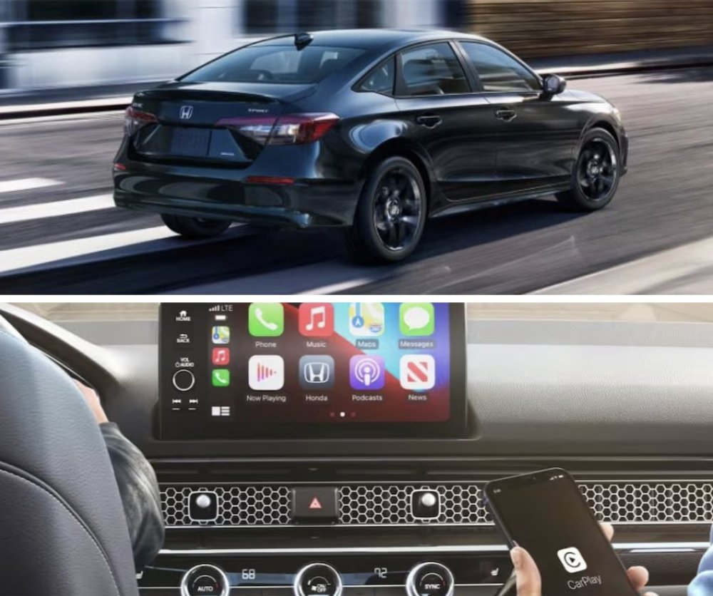 Stay connected, no matter where you are headed. 
🎶 With Apple CarPlay® and Android Auto™, your favorite playlists, maps, and podcasts are right at your fingertips in the Honda Civic.