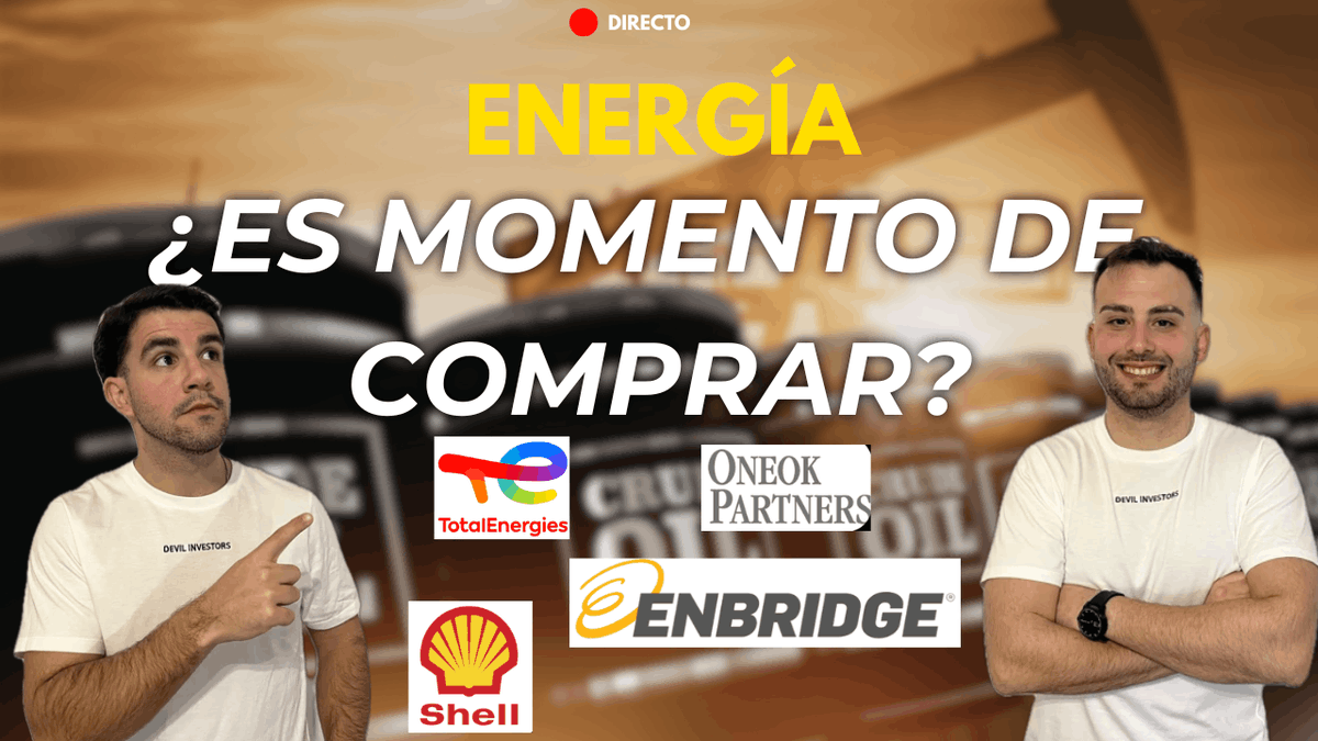 Familia Devil Investors 👋

Este domingo toca directo IMPORTANTE.  
📅DOMINGO 12:00h 
  
Vamos a analizar el SECTOR ENERGÍA  La liquidez está rotando hacia energía y necesitamos decidir si entramos o no.  Analizaremos juntos: 
- Total Energies 🇫🇷
- Enbridge 🇨🇦
- Oneok Partners 🇺🇸
