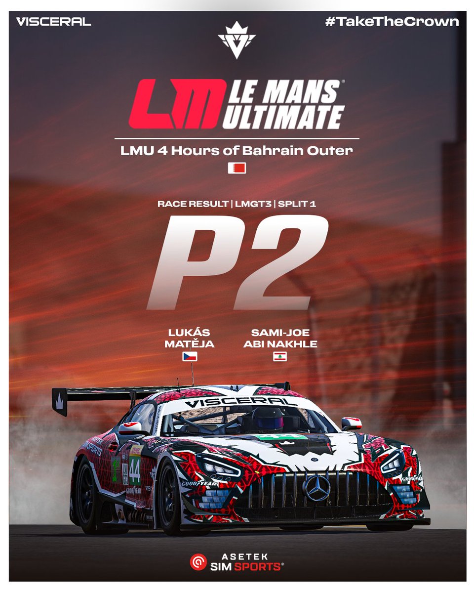 RACE RESULT | #VSRLMU

Double podium in LMGT3 at the 4 Hours of Bahrain Outer. 👊🔥

In the main timeslot, Alexander and Raphael secure P3 after a hard-fought four hours in GT3.

In the following timeslot, Lukáš and Sami-Joe go one better with a strong P2 finish.

Two lineups and