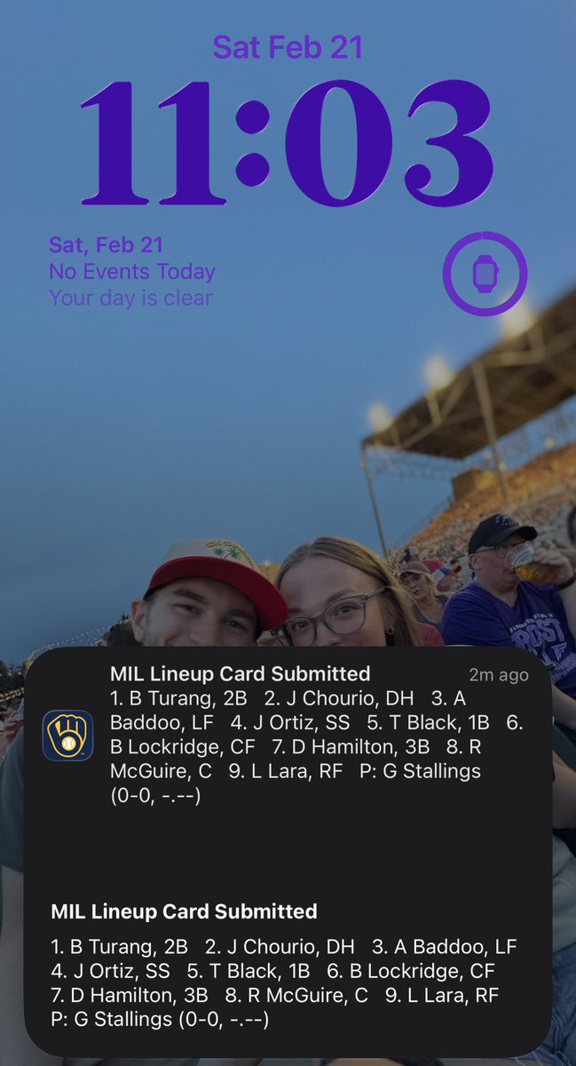 My seasonal depression went away the moment this notification hit my Apple Watch, god bless the <a href="/Brewers/">Milwaukee Brewers</a>