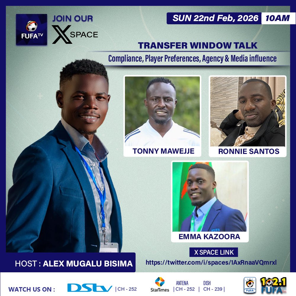 🚨 Transfer season secrets revealed! 🚨

Join us tomorrow at 10AM for TRANSFER WINDOW TALK as we break down compliance, player preferences, agency moves &amp; media influence shaping the game ⚽🔥

🎙 Hosted by <a href="/AlexisMugalu/">Alex Mugalu Bisima</a>  🎧 Tune in via 🔗: x.com/i/spaces/1AxRn…