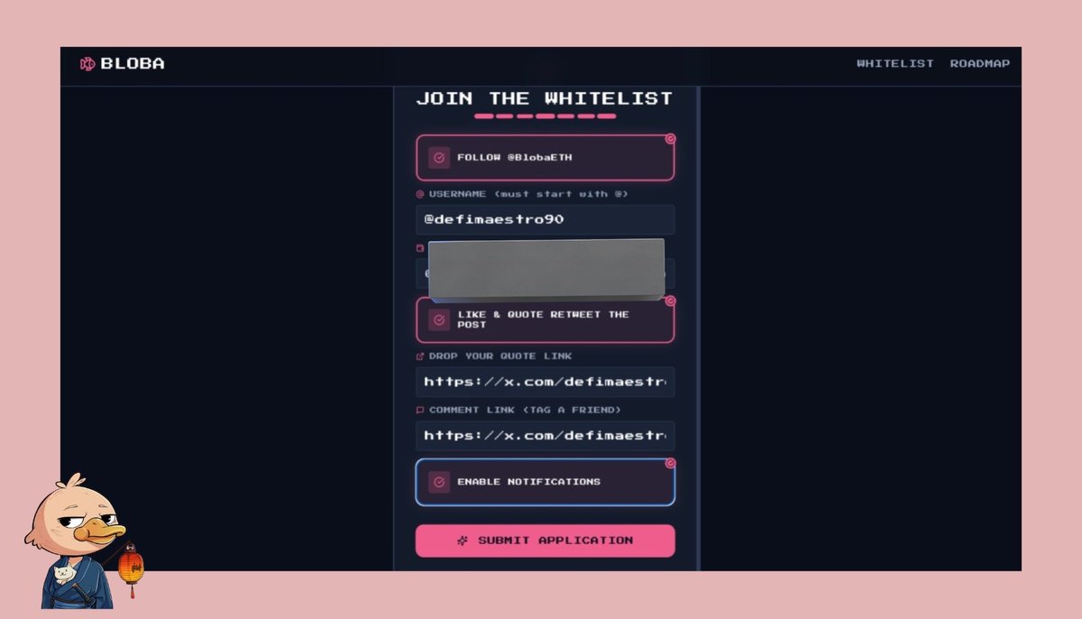defimaestro90's tweet photo. don't forget to register for @BlobaETH NFT mint WL

- register now as the eligibility checker will be live tomorrow. 

- head to: https://t.co/NFGkgwJlRp
- complete tasks and refer others

according to the team, they’ll be choosing the top 50 referrals for GTD spots

ggs https://t.co/oT2TJlrK69