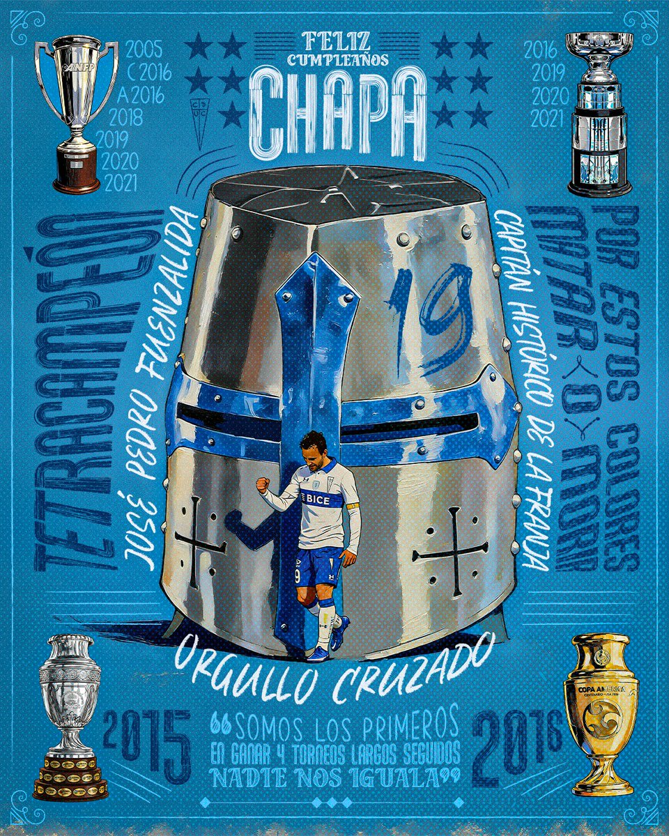 ¡𝐅𝐄𝐋𝐈𝐙 𝐂𝐔𝐌𝐏𝐋𝐄𝐀Ñ𝐎𝐒, 𝐂𝐇𝐀𝐏𝐀! 🎂⚪🔵

Multicampeón con La Franja, bicampeón con <a href="/LaRoja/">Selección Chilena</a>. Capitán por años y el jugador más ganador de nuestra historia 🔝

¡Todos #LosCruzados y Cruzadas a saludar al gran José Pedro Fuenzalida! 🥳

#EfemérideCruzada ⚪🔵
