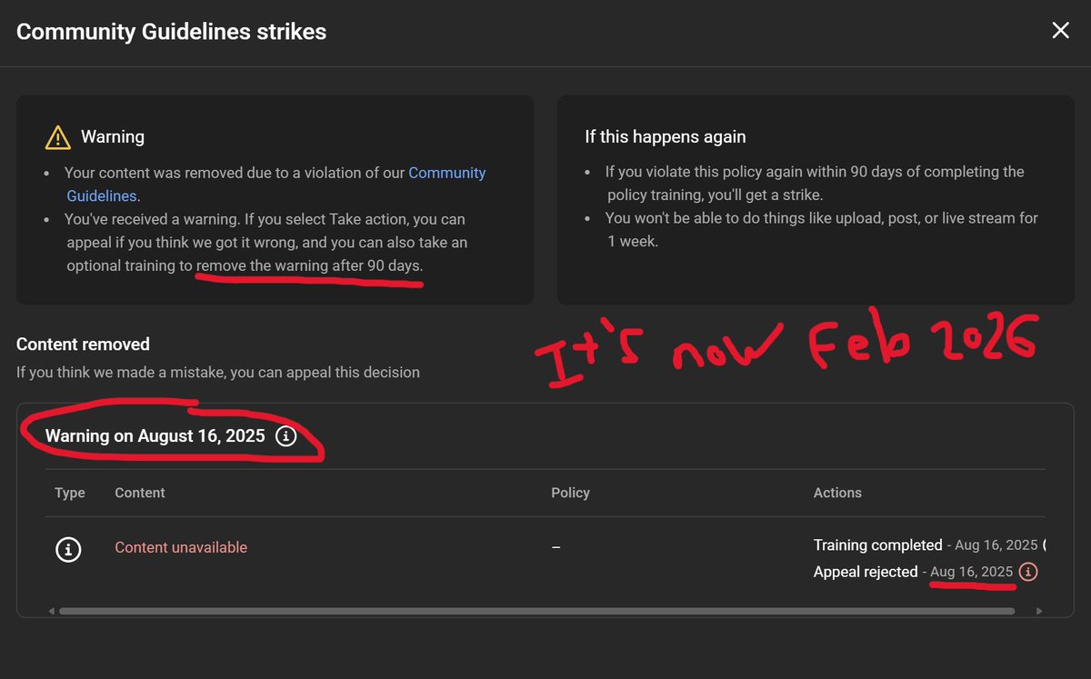 jaden_boland's tweet photo. @YouTubeLiaison @TeamYouTube My channel (50k subs/60M views) is hard-capped in reach despite 260%+ retention. Support Manager "Ace" (Case 4-1122000040015) refused to escalate and threatened to ignore me.

Is the algorithm broken for Partners with legacy warnings? Please help. https://t.co/PvJYzK4h13